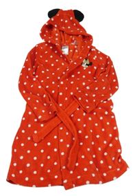 Červený bodkovaná ý chlpatý župan s Minnie a kapucňou H&M