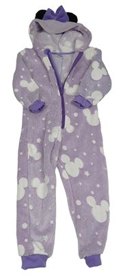 Lila chlpatá kombinéza s kapucí - Minnie Disney
