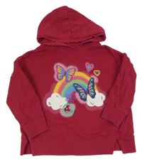 Malinová mikina s motýly a kapucňou M&Co.