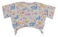 Bílé teplákové crop tričko s nápisy Page One Young