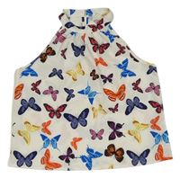 Biely top s motýly Shein