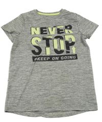 Šedé melírované sportovní tričko s nápisem