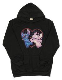 Čierna ľahká mikina so Stitchem s Angel a kapucňou