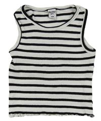 Bílo-černý pruhovaný žebrovaný crop top Dopodopo