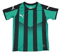 Zeleno-černé pruhované sportovní funkční tričko s logem Puma