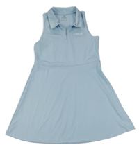 Svetlomodré športové polo šaty s nápisom Zara