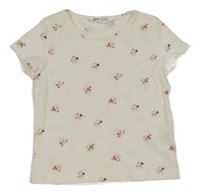 Smetanové květované tričko H&M
