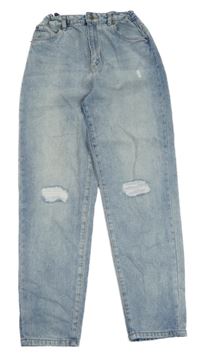 Modré mom high waist rifle s prošoupáním Page One Young