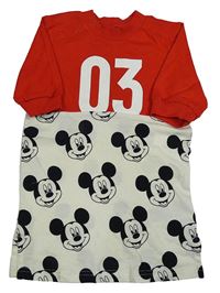 Červeno-smotanové tričko s Mickeym a číslom Adidas