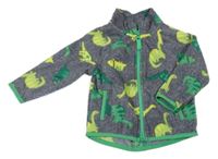 Sivá melírovaná fleecová prepínaci mikina s dinosaurami Dunnes