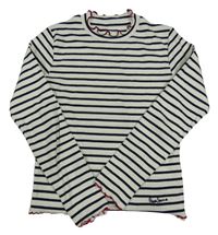 Smetanovo-černé pruhované žebrované triko Pepe Jeans