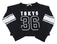 Čierne crop tričko s číslom H&M