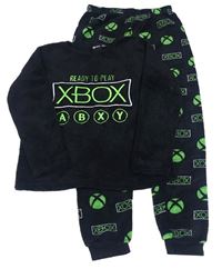 Čierno-zelené chlpaté pyžama s nápisem X-Box
