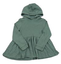 Khaki rebrované šaty s kapucňou Nutmeg