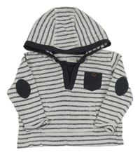 Bielo-sivá pruhovaná ľahká mikina s kapucňou Mamas&Papas