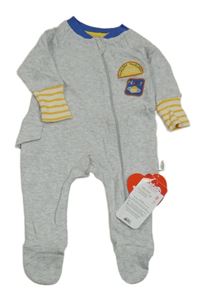 Nové - šedý melírovaný overal s nášivkou 