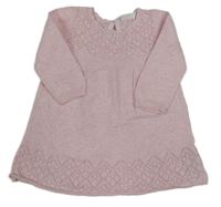 Světlerůžové perforované svetrové šaty Next