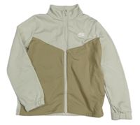 Šedo-béžová sportovní funkční propínací mikina s logem Nike