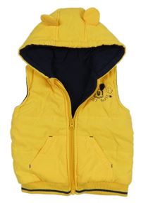 Žltá šušťáková zateplená vesta s Mickeym a kapucňou George