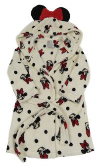 Smetanový plyšový župan s Minnie a kapucí H&M