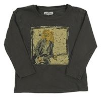 Tmavosivé tričko s lvem Alive