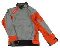 Sivo-červená šušťáková nepromokavá jachtařská bunda tribord