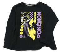 Černé pyžamové triko s Pikachu