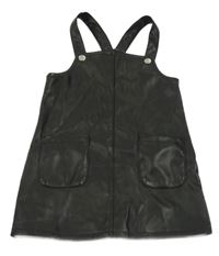 Čierne na traké koženkové šaty s vreckami Primark