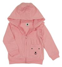 Ružová prepínaci mikina s králikom a kapucňou Pocopiano