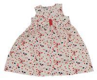 Biele ľahké šaty s červenými srdiečkami