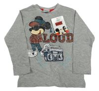 Nové - šedé melírované triko s Mickeym Disney