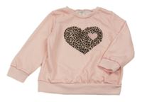 Svetloružová ľahká mikina so srdcem shein