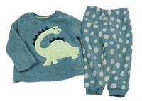 Zelenomodré plyšové pyžama s dinem Primark