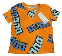 Nové - oranžové tričko s nápismi George