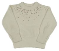 Biely chlpatý sveter s flitrami C&A