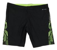 Čierno-zelené vzorované plavky