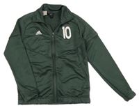 Tmavozelená sportovní propínací mikina s logem Adidas