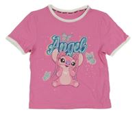 Růžové crop tričko s Angel Primark