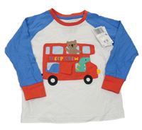 Nové - bílo-modré pyžamové triko s autobusem Matalan