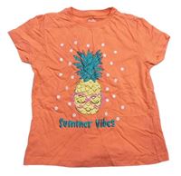 Oranžové tričko s ananasom Studio