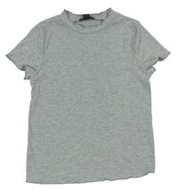 Sivé melírované rebrované tričko so stojačikom Primark