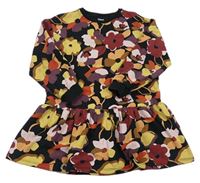 Čierno-hnedo-farebné kvetované teplákové šaty Next