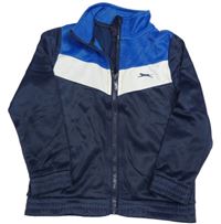 Tmavomodro-biela prepínaci športová mikina s logom Slazenger