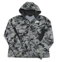 Sivo-čierna army prepínaci mikina s logom a kapucňou Nike