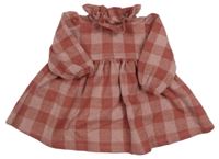 Ružové kockované úpletové šaty s golierikom George