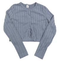 Lila rebrovaný úpletový prepínaci crop sveter Shein