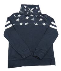 Tmavomodro-bielo-sivá mikina s hviezdami a golierom H&M