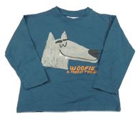 Petrolejové triko s vlkem Zara