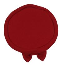 Červený flaušový baret s mašlí 