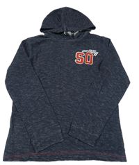 Tmavomodré melírované tričko s číslom a kapucňou S. Oliver